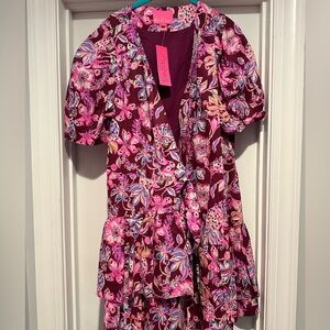 Alexandra elbow sleeve cotton wrap dress. Lilly Pulitzer